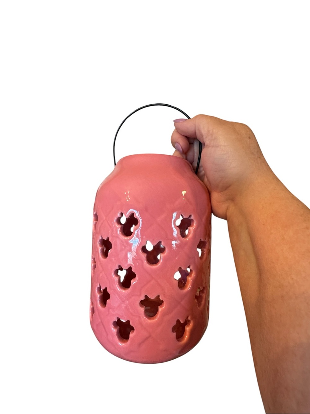 Disney Minnie Mouse Pink Ceramic Lantern with Handle - Home Accents